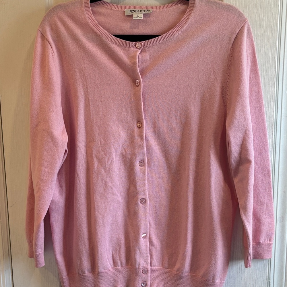 PENDLETON PINK COTTON CARDIGAN SIZE XL THIN AND SOFT 3/4” SLEEVE